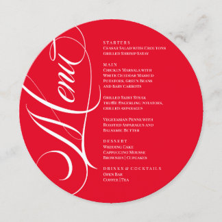 Elegant modern Menu Red and white