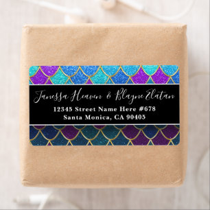 Elegant Modern Mermaid Magic Glitter Home Address Label