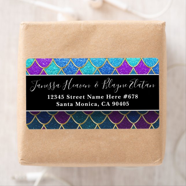 Elegant Modern Mermaid Magic Glitter Home Address Label (Insitu)