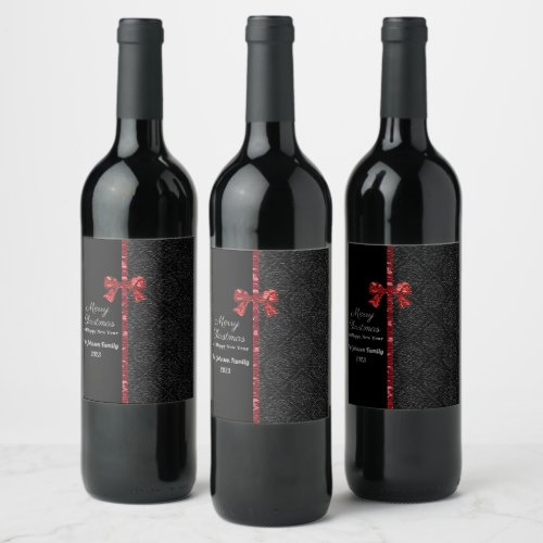 Elegant Modern Merry Christmas Design Wine Label