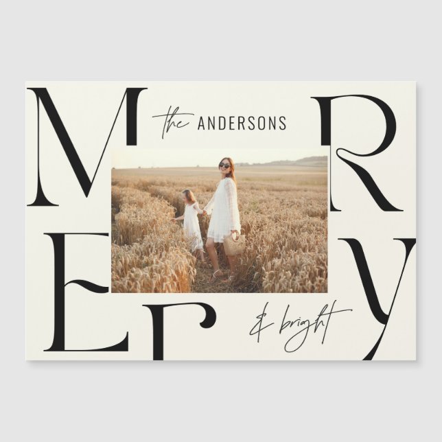 Elegant modern merry Christmas photo typography (Front)