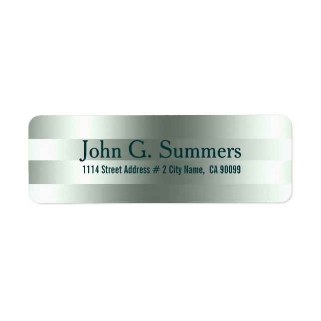Elegant Modern Metallic Green Tint Stripes Label (Front)