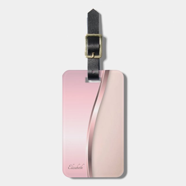 Elegant Modern Metallic, Pink Luggage Tag (Front Vertical)