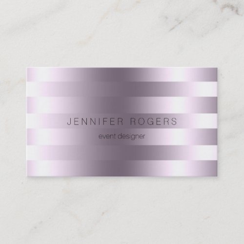 Elegant Modern Metallic Purple Tint Stripes Business Cards