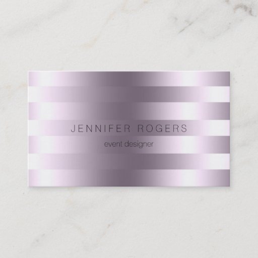 Customizable Elegant Modern Metallic Purple Tint Stripes Business Cards
