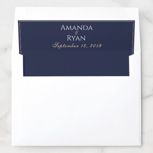 Elegant Modern Midnight Blue Script Wedding Envelope Liner