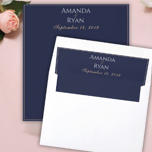 Elegant Modern Midnight Blue Script Wedding Envelope Liner