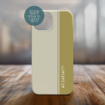 Elegant Modern, Minimal 2 Color Design with Name iPhone 15 Case<br><div class="desc">Taupe and stone colors -- A simple, striking design with 2 colors and a stripe. A fun color block to add your name or any text. You can add a name, monogram or other custom text. If you need to move the art around, click on the customize button to make...</div>