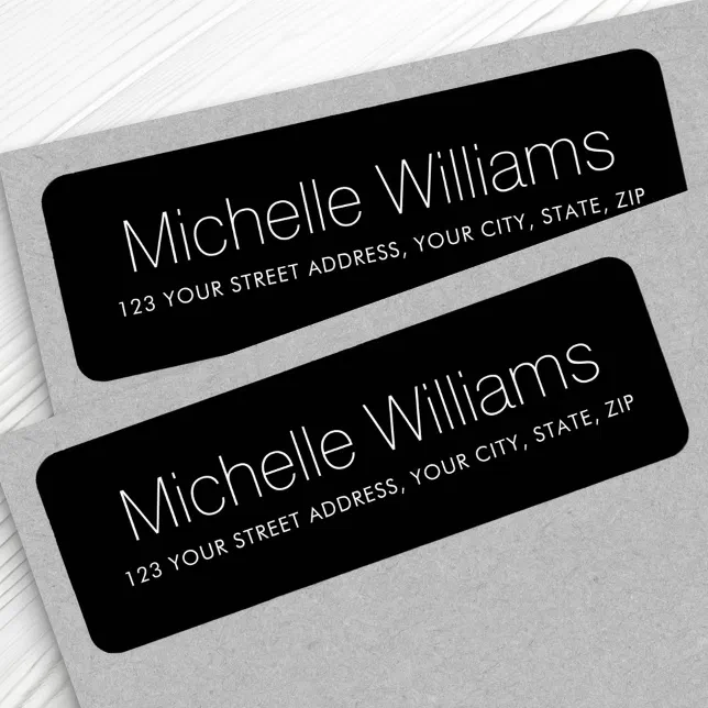 Elegant modern minimal black return address label Zazzle