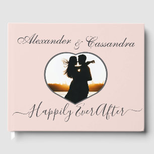  Elegant Modern Minimal Blush Pink Photo Wedding Guest Book
