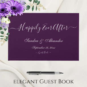 Elegant Modern Minimal Bold Jewel Purple Wedding Guest Book