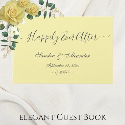 Elegant Modern Minimal Butter Pale Yellow Wedding Guest Book