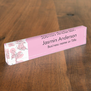 Elegant Modern Minimal Butterflies Desk Name Plate