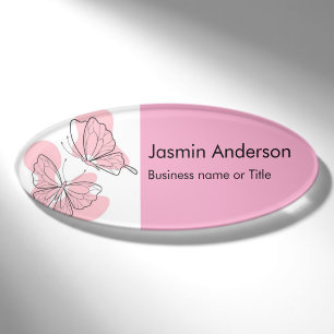 Elegant Modern Minimal Butterflies Name Tag