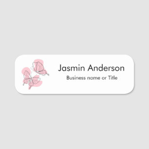 Elegant Modern Minimal Butterflies Name Tag