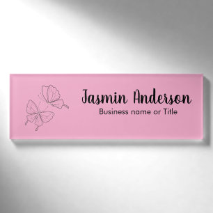 Elegant Modern Minimal Butterflies Name Tag