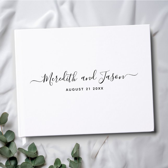 Elegant Modern Minimal Calligraphy Photo Wedding Guest Book (Creator Uploaded)