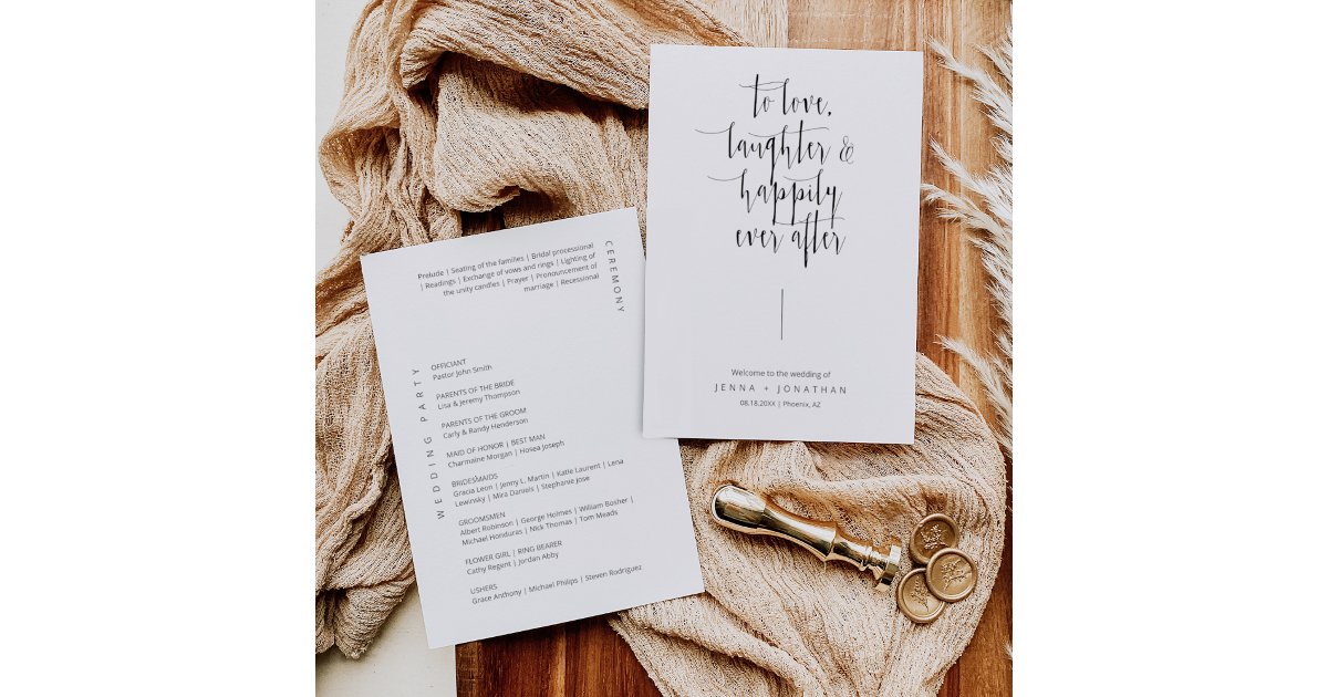 Elegant Modern Minimal Calligraphy Script Wedding Program | Zazzle