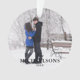 Elegant Modern Minimal Christmas Couple Photo Ornament
