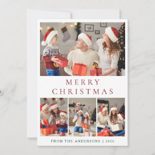 Elegant Modern Minimal Christmas Family 2 Photo Holiday Card