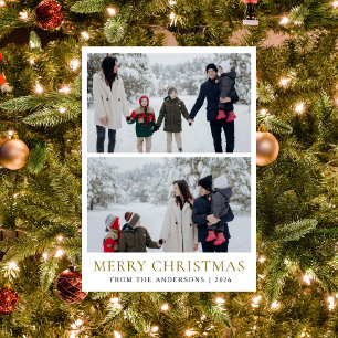 Elegant Modern Minimal Christmas Family 2 Photo Holiday Card