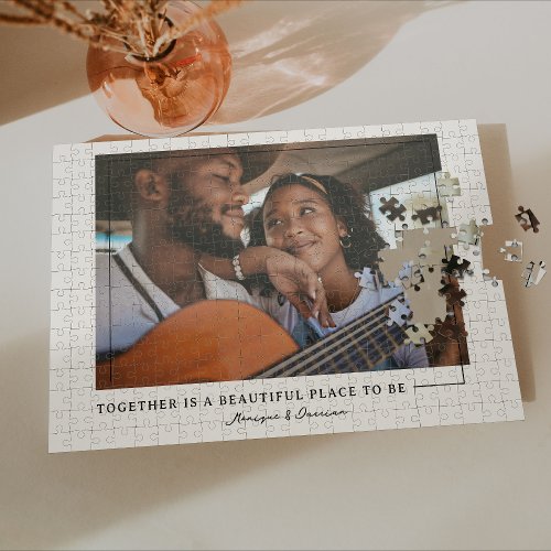 Elegant Modern Minimal  Couple Photo Jigsaw Puzzle