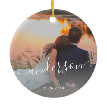 Elegant modern minimal custom family photo ceramic ornament Elegant modern minimal custom family photo ceramic ornament