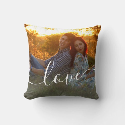 Elegant modern minimal custom photo love throw pillow