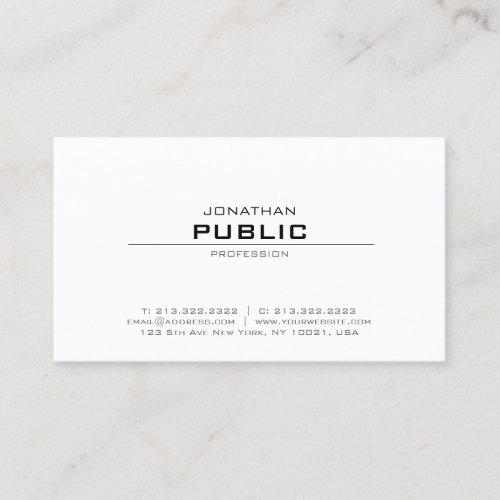 Elegant Modern Minimal Design Trendy Chic Plain Business Card