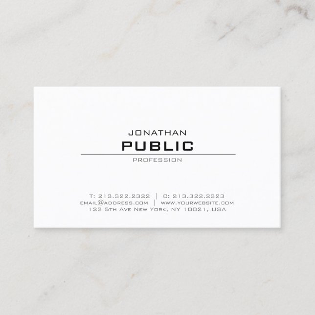 Elegant Modern Minimal Design Trendy Chic Plain Business Card (Front)
