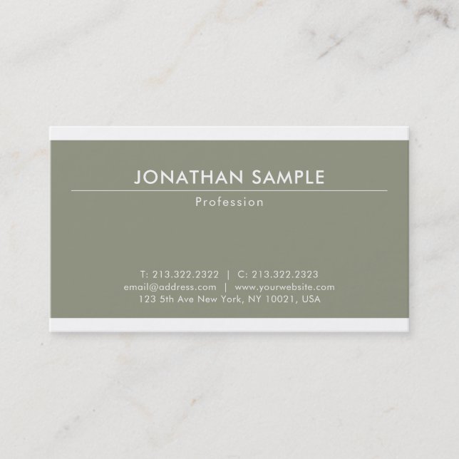 Elegant Modern Minimal Design Trendy Plain Luxury Business Card (Front)