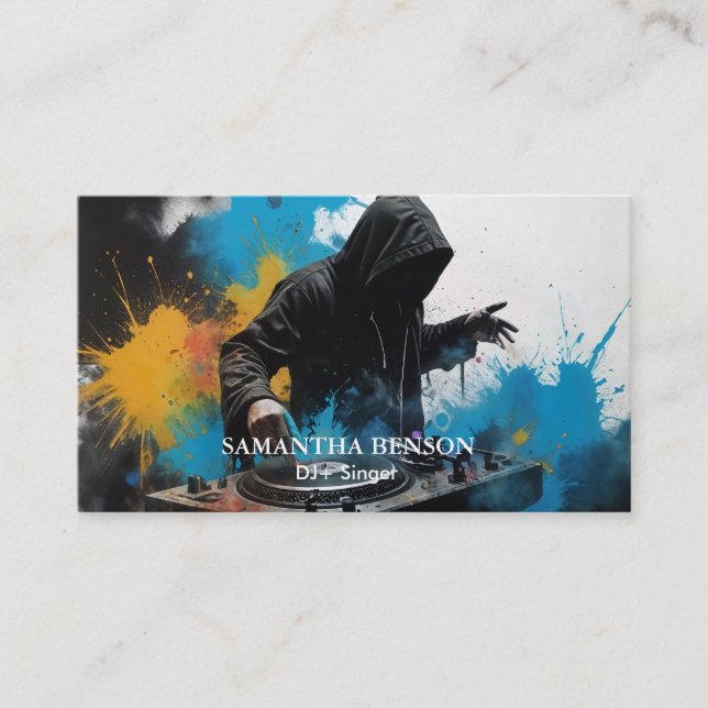 Elegant Modern minimal dj music Business Card (Front)