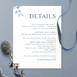Elegant, Modern Minimal Dusty Blue Wedding Details Enclosure Card