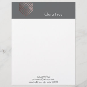 elegant modern minimal faux rose gold geometric letterhead