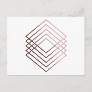elegant modern minimal faux rose gold geometric postcard