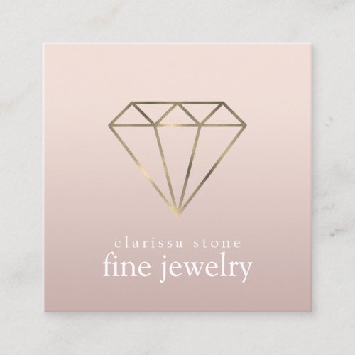 Elegant modern minimal gold fine jewelry square business card