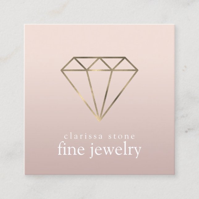 Elegant modern minimal gold fine jewelry square business card (Front)
