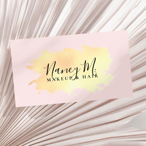 Elegant modern minimal gold pink  business card