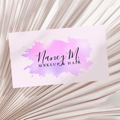 Elegant modern minimal gradient pink purple business card