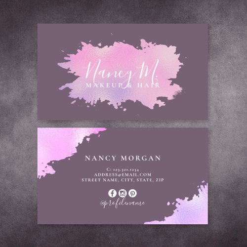 Elegant modern minimal gradient pink purple business card