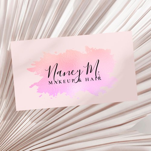 Elegant modern minimal gradient pink purple  business card