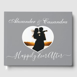 Elegant Modern Minimal Gray White Wedding Guest Book