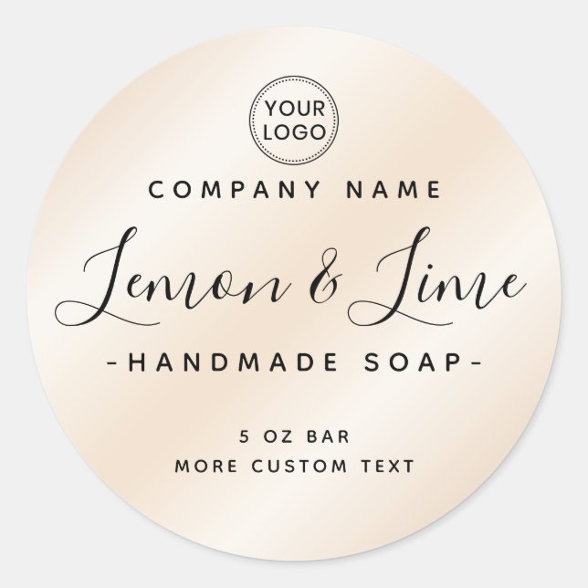 Elegant modern minimal ivory satin product label (Front)