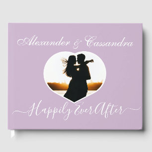 Elegant Modern Minimal Lavender Purple Wedding Guest Book