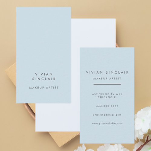 Elegant Modern Minimal Light Blue Salon Make Up Business Card