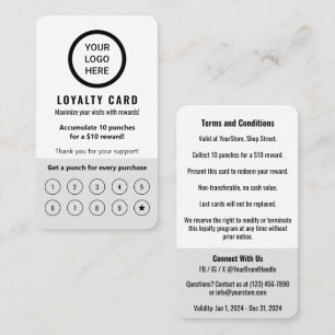 Elegant Modern Minimal Logo Branded Customer Punch Loyalty Card