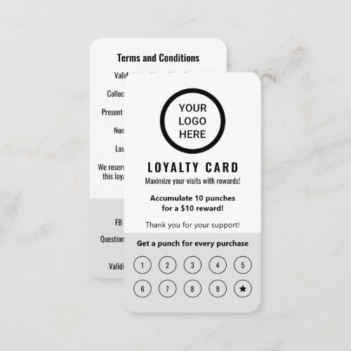 Elegant Modern Minimal Logo Branded Customer Punch Loyalty Card