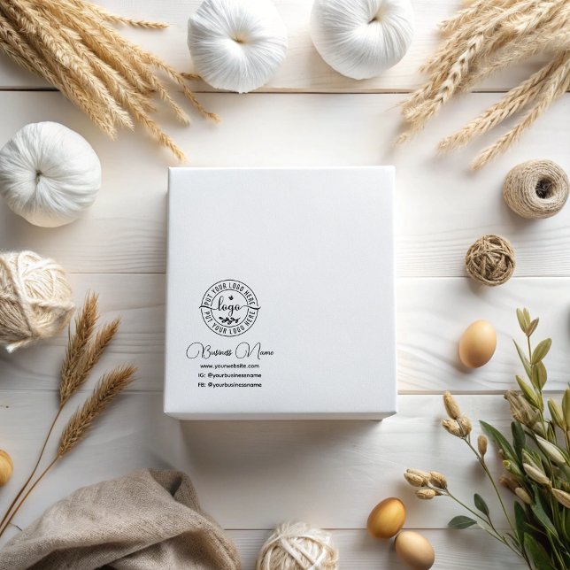 Elegant Modern Minimal Logo Social Media Handles Rubber Stamp (Creator Uploaded)