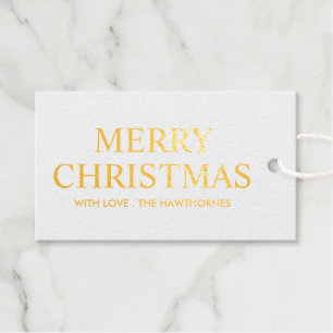 Elegant Modern Minimal Merry Christmas Foil Gift Tags