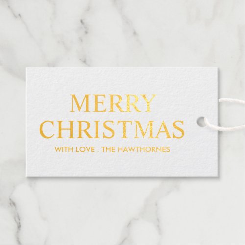 Elegant Modern Minimal Merry Christmas Foil Gift Tags